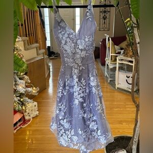 BCX Lavender and White Lace Midi Dress